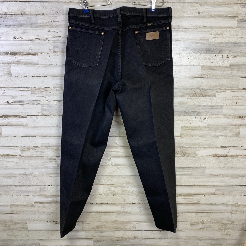 VTG Wrangler Jeans Men 38x32 Black Denim Bootcut Rodeo Western Cowboy - Picture 4 of 11
